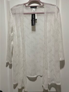 Boutique Chic Sheer 3/4 Sleeve Cream Puff Draped ‘Jacket’ Soft Works Canada Sz M